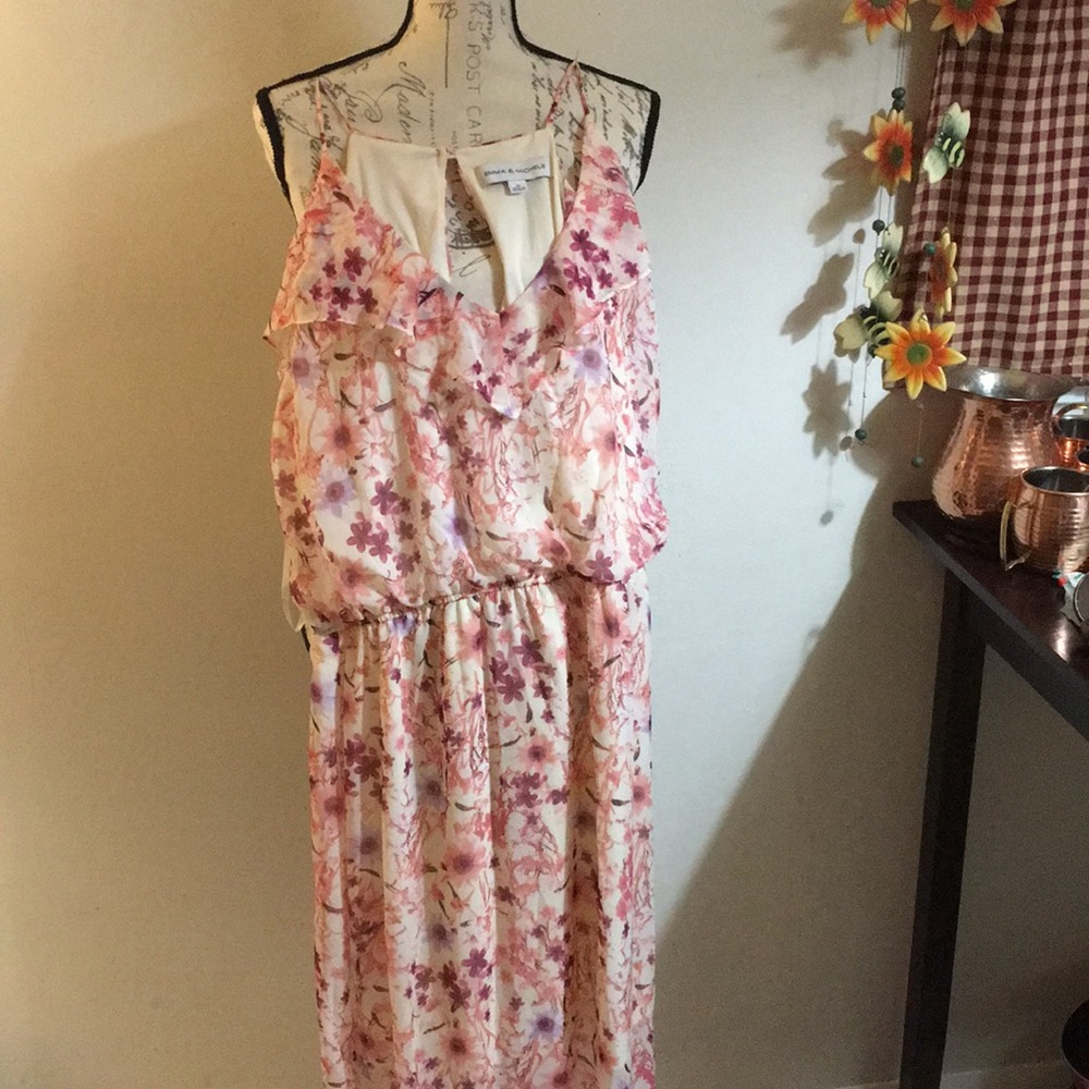 Floral print like chiffon dress